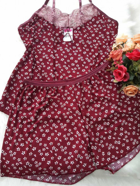 BABY DOLL PLUS SIZE FLOR RUBRO